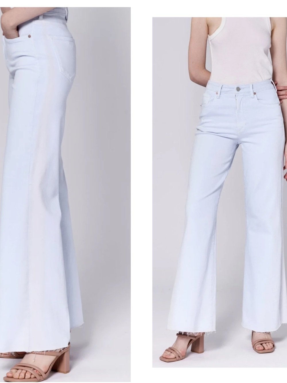 Dear John Fiona White Wide Leg Destructed Hem Jeans NWOT - Picture 4 of 8